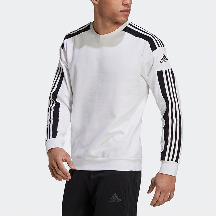 Men's adidas Stripe Logo Printing Long Sleeves Pullover White GT6641