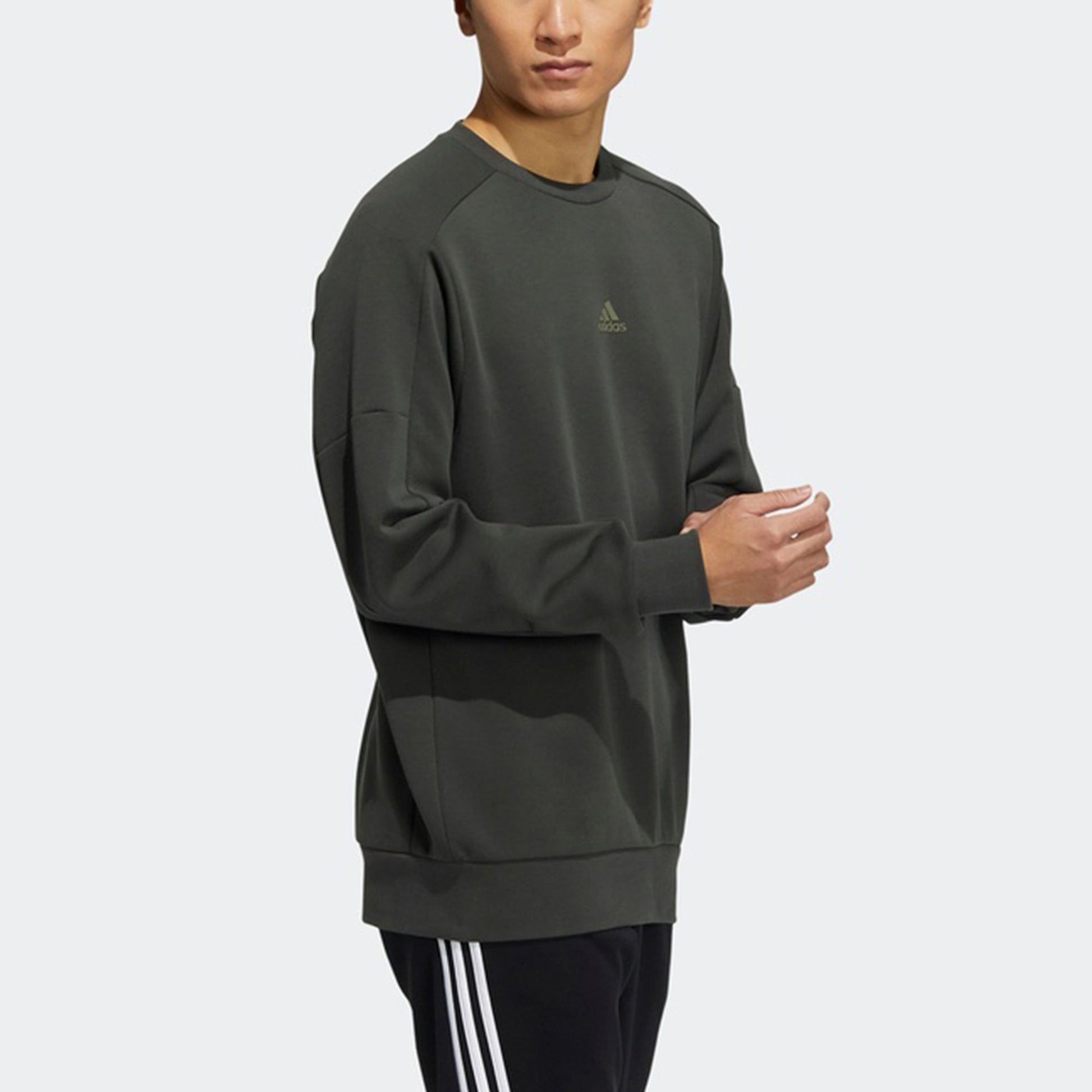 Men's adidas Crew Swert Logo Sports Pullover Dark Brown HD0350