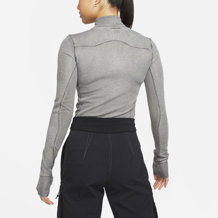 (WMNS) Nike Acg Steeple Rock Half Zipper Slim Fit Long Sleeves Gray T-Shirt DH3096-010