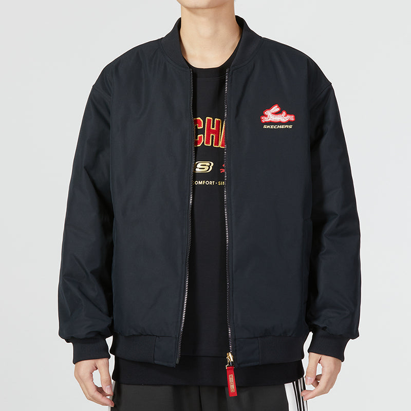 Skechers Letter Embroidery Reversible Padded Jacket 'Black Red' L123M001-0018