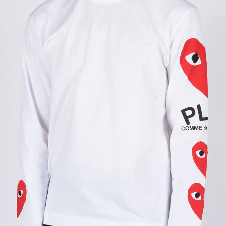 COMME des GARCONS PLAY  Printed Sleeve Long-Sleeve 'White' AZ-T260-051-1