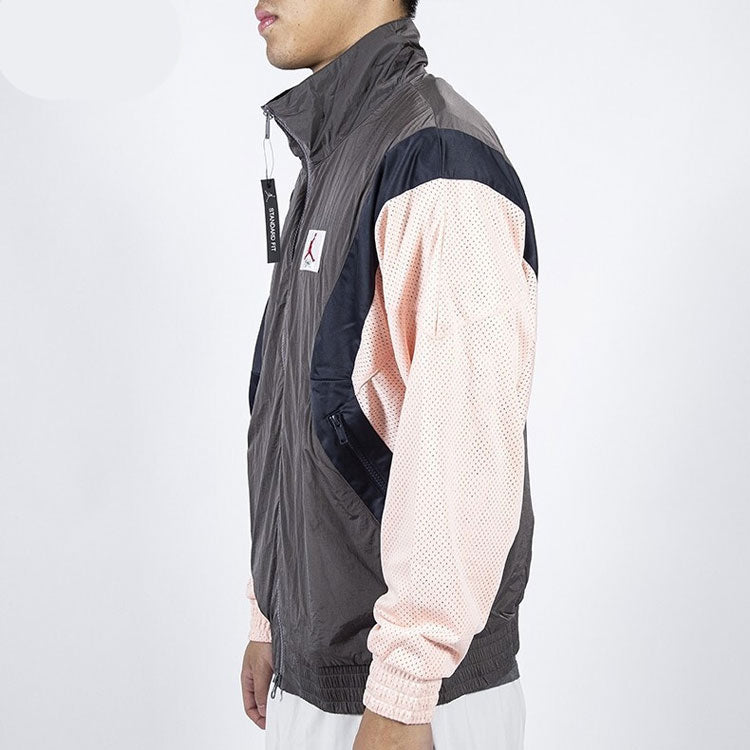 Air Jordan Flight Casual Sports Long Sleeve Stand Collar Jacket Grey/Pink AO0556-272