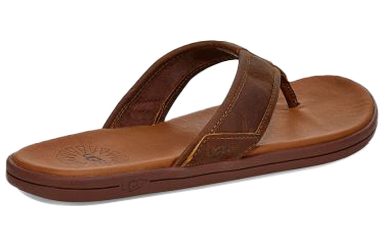 UGG Seaside Flip Leather Cowhide Slipper Coffee 1102690-LUG