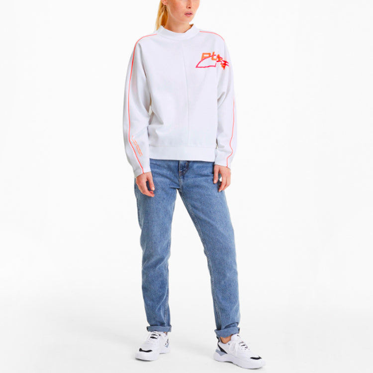 (WMNS) PUMA Evide Logo Printing Round-neck Sweatshirt White 597384-02