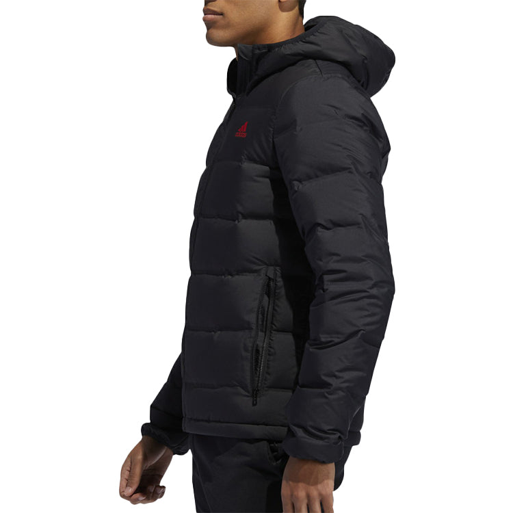 adidas Casual Printing hooded Stay Warm Windproof Sports Down Jacket Black EI9714