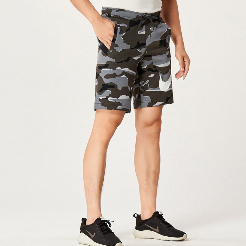 Nike Large Logo Printing Drawstring Shorts Gray Camouflage AQ0603-065