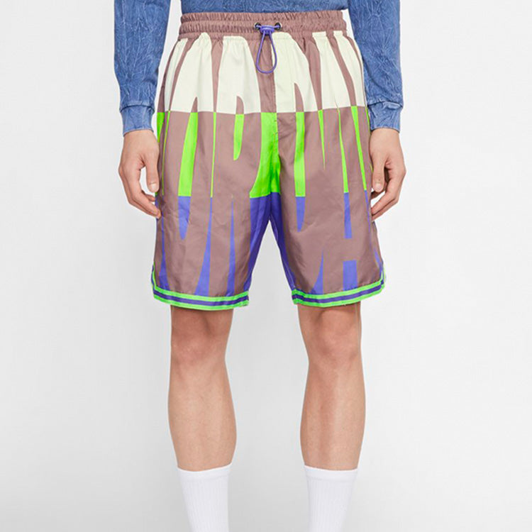 Air Jordan Wings Poolside Colorblock Breathable Loose Sports Shorts 'Green Purple' CJ4075-398
