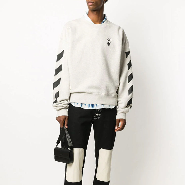Off-White Arrows Logo Printing Pullover Men Grey/White OMBA035F20FLE0030810