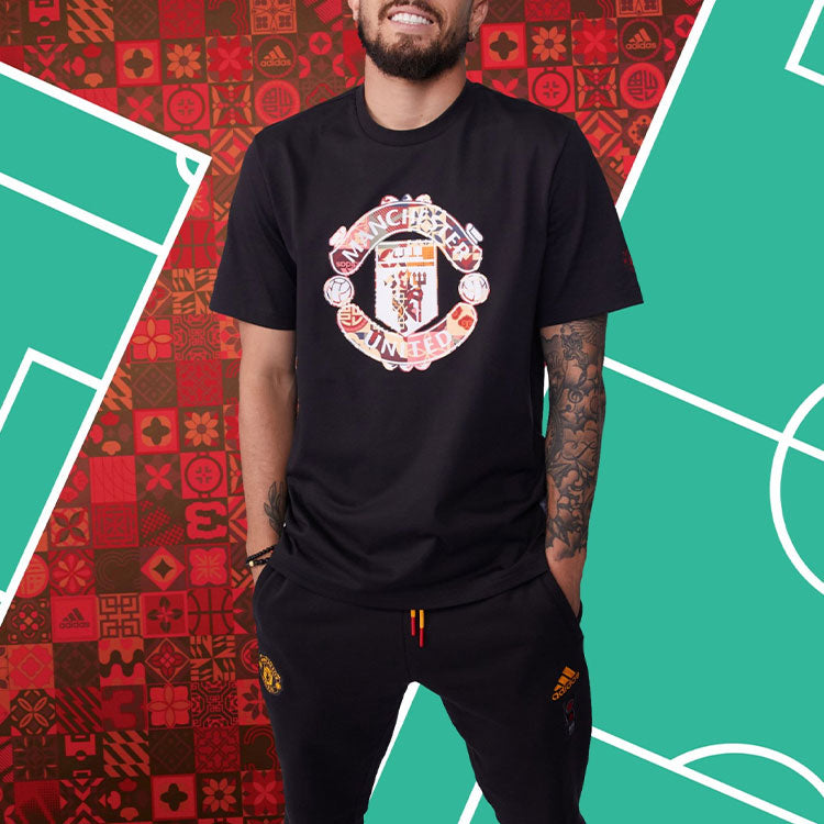 adidas Mufc Cny Tee limited Logo Printing Manchester United Soccer/Football Round Neck Short Sleeve Black H63996