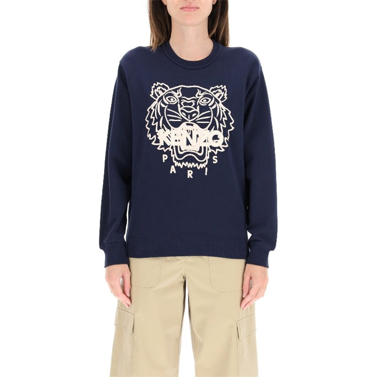 (WMNS) KENZO SS21 Tiger Pattern Round Neck Pullover Hoodie Navy Blue FB52SW8244MP-77