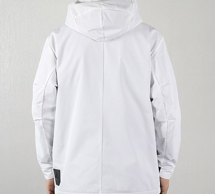 adidas Zipper Cargo Woven Fleece Lined Jacket White FM9394