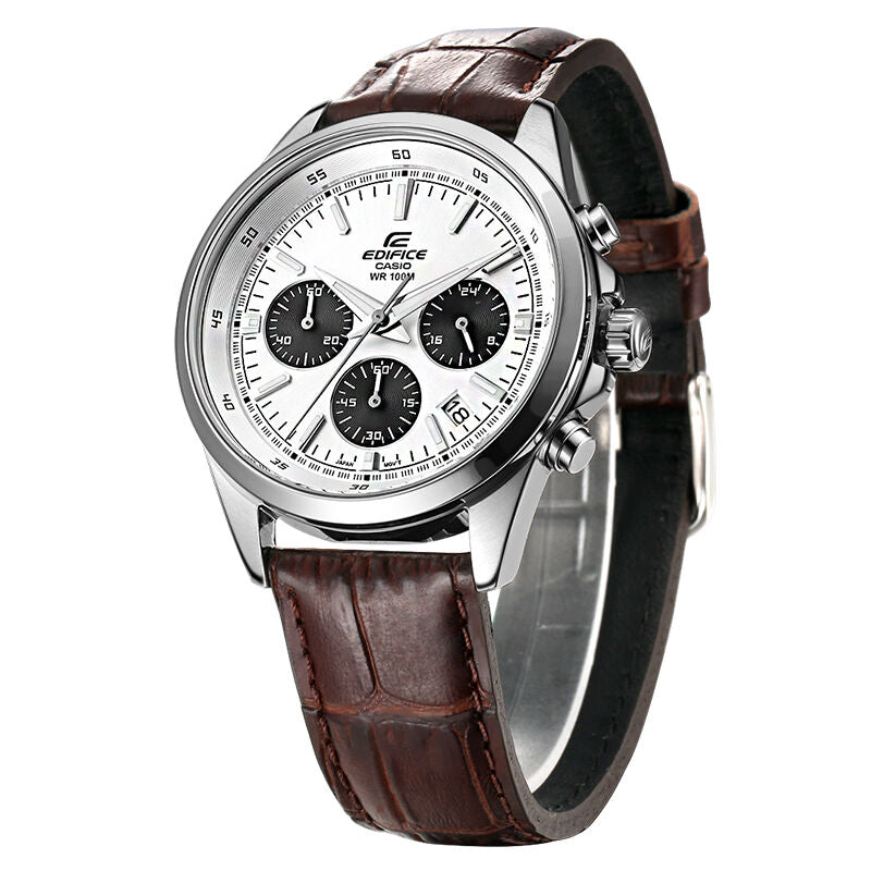 CASIO EDIFICE Series Leisure Fashion Men s Brown StrapSilver Dial Mens BrownSilver Analog EFR-527L-7AV