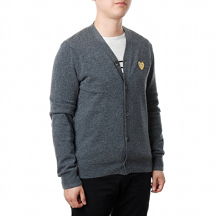 COMME des GARCONS PLAY Kint Cardigan Gold Emblem 'Grey' AZ-N050-051-3
