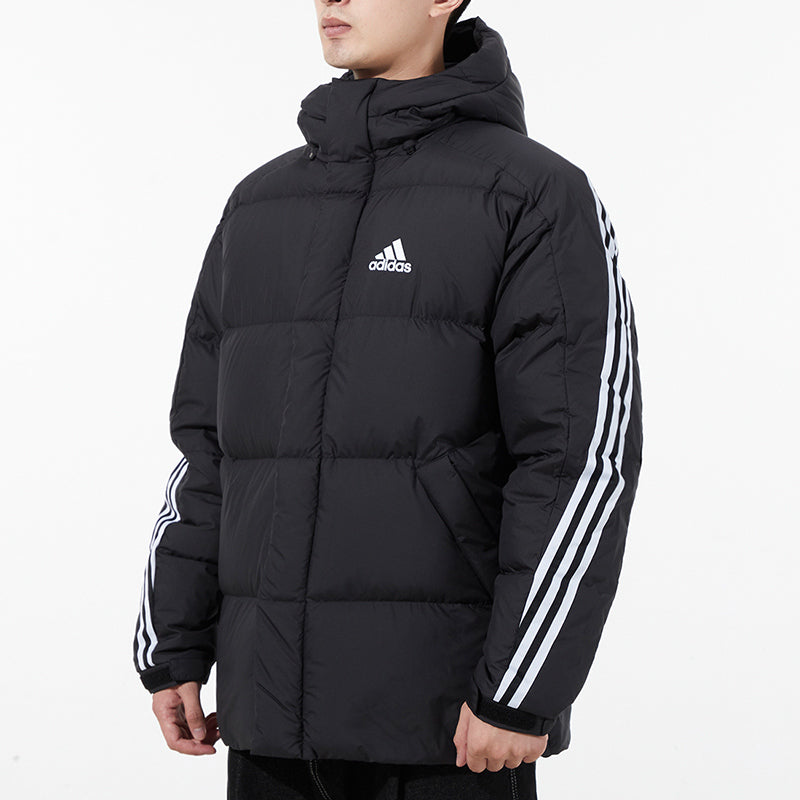 adidas 3st Puffy Dwn J Casual Sports Stay Warm hooded down Jacket Black H20754