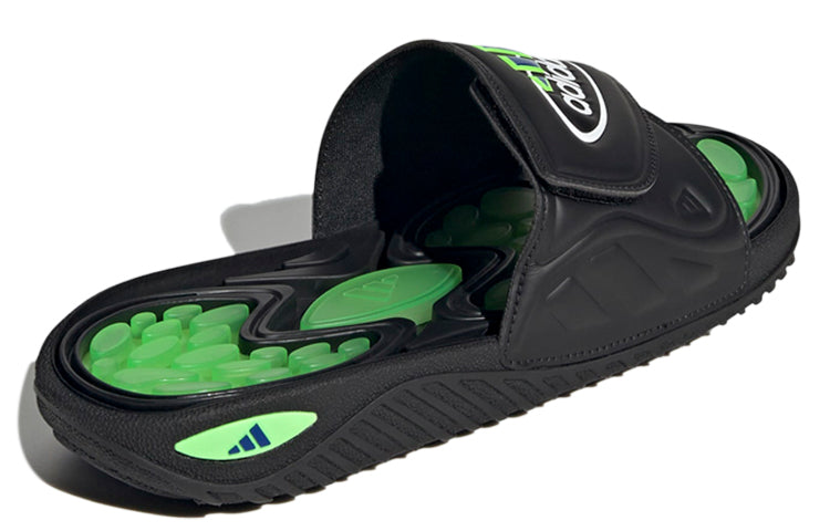 adidas Reptossage Slides Cozy Wear-Resistant Flat Heel Sports Slippers Unisex Black Green GX3375
