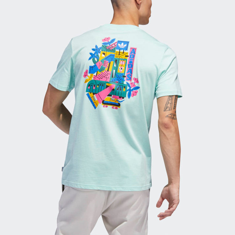 adidas originals Wapato Tee Printing Sports Round Neck Short Sleeve light green DU8368