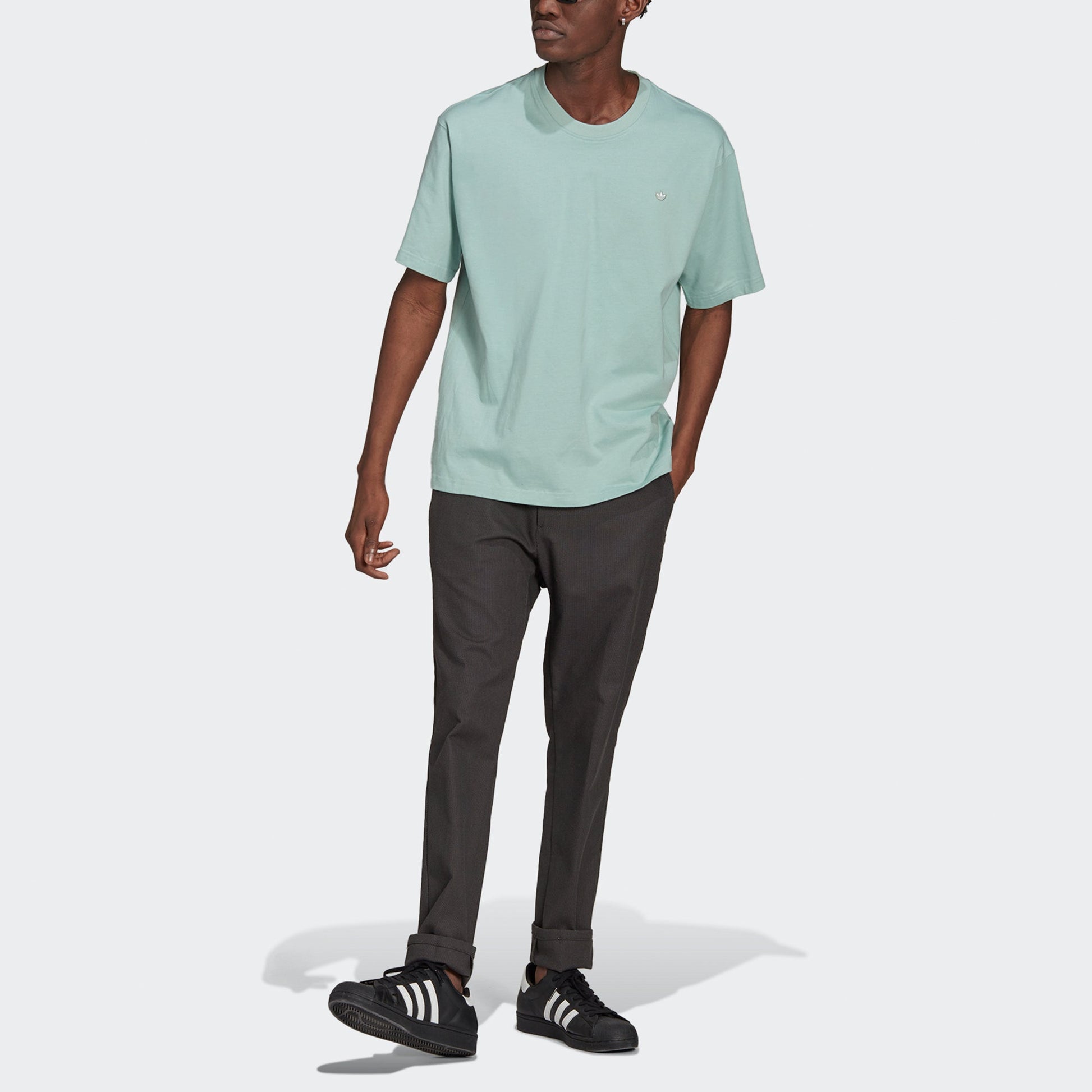 adidas originals Premium Tee Mini Logo Embroidered Sports Round Neck Short Sleeve Couple Style Green GN3377
