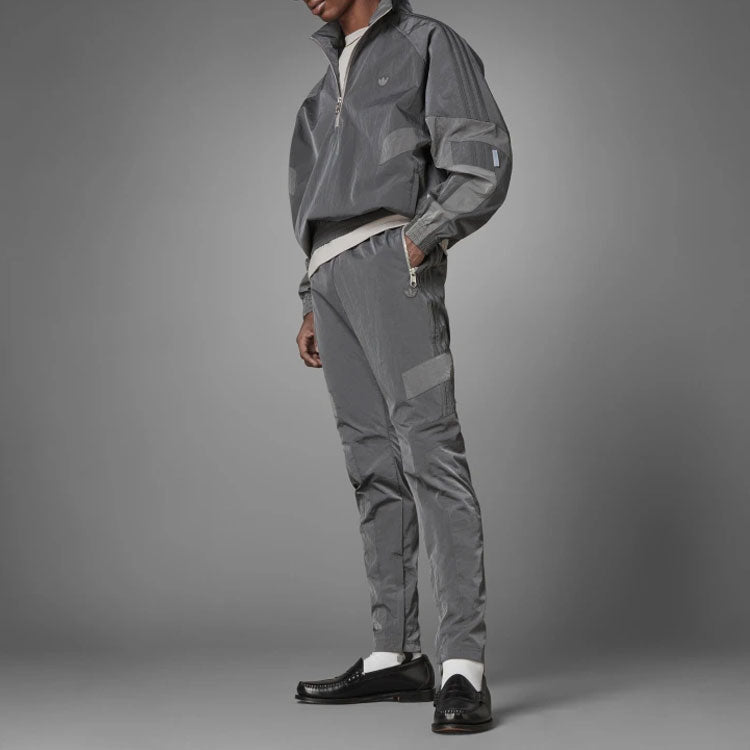 adidas originals Blue Version Series Casual Half Zipper Stand Collar Jacket Gray HD2233