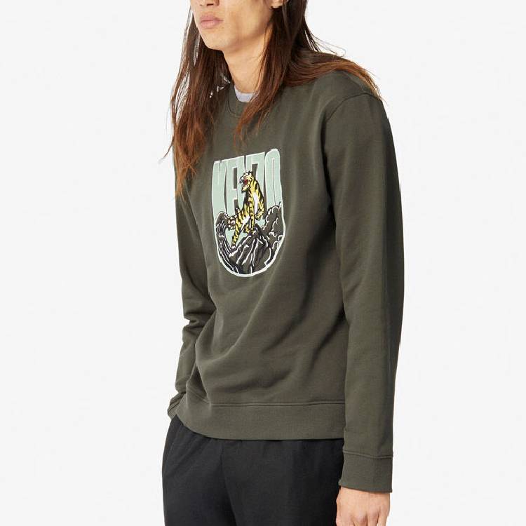 KENZO Gold TIGER Alphabet Pattern Sweatshirt 'Military Green' F965SW1254X6-51