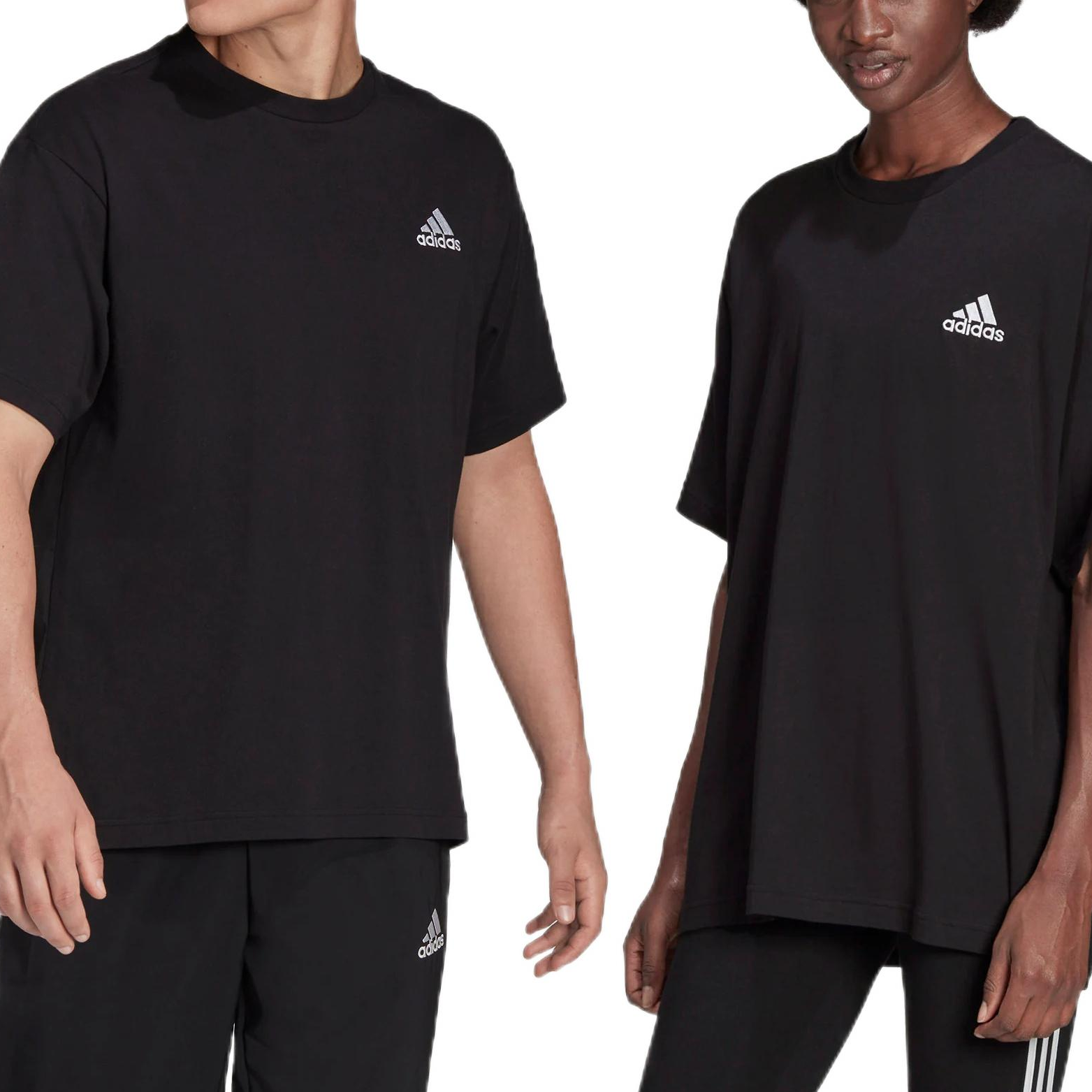 adidas M Sl T Solid Color Logo Casual Sports Short Sleeve Couple Style Black HE4387