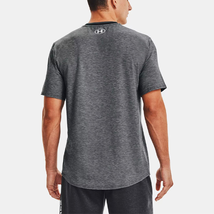 Men's Under Armour Recover Contrasting Colors Logo Sports Round Neck Short Sleeve Gray 1361756-002