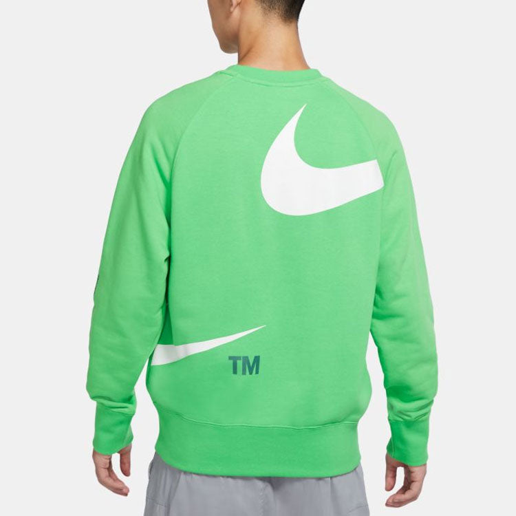 Men's Nike Swoosh Ft Crew Large Logo Printing Knit Round Neck Pullover Green DD6097-362