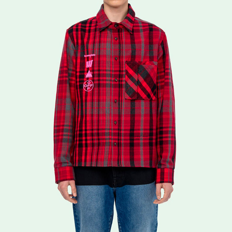 Off-White Mariana De Silva Shirt Mens Long Sleeve Plaid Shirts OMGA060E19E230052088