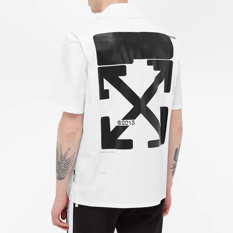 Off-White FW21 Large Arrow Printing Pattern Casual Shirt Loose Fit White OMGA163S21FAB0100110