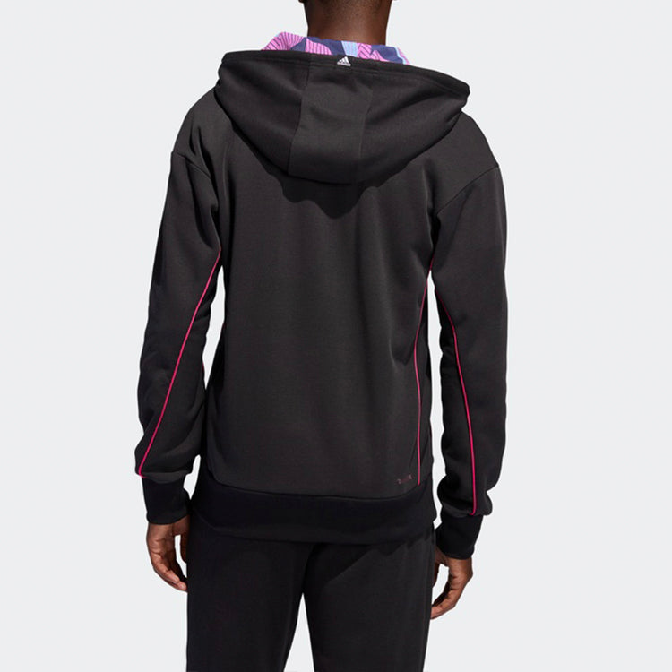 adidas Basketball Sports Printing Knit Hooded Jacket Black FM0024