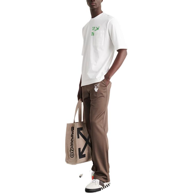 Men's Off-White SS22 Diagonal Arrow Spray Painting Short Sleeve Loose Fit White T-Shirt OMAA126S22JER0050170