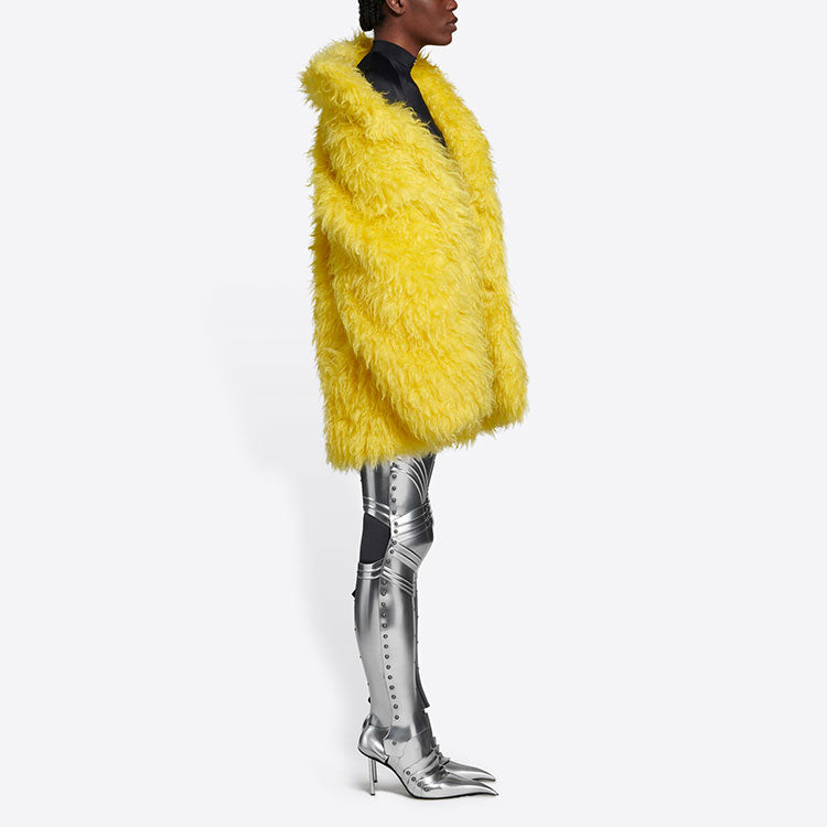 Balenciaga Unisex FW21 Faux Fur Jacket Yellow 663000TKQ077200