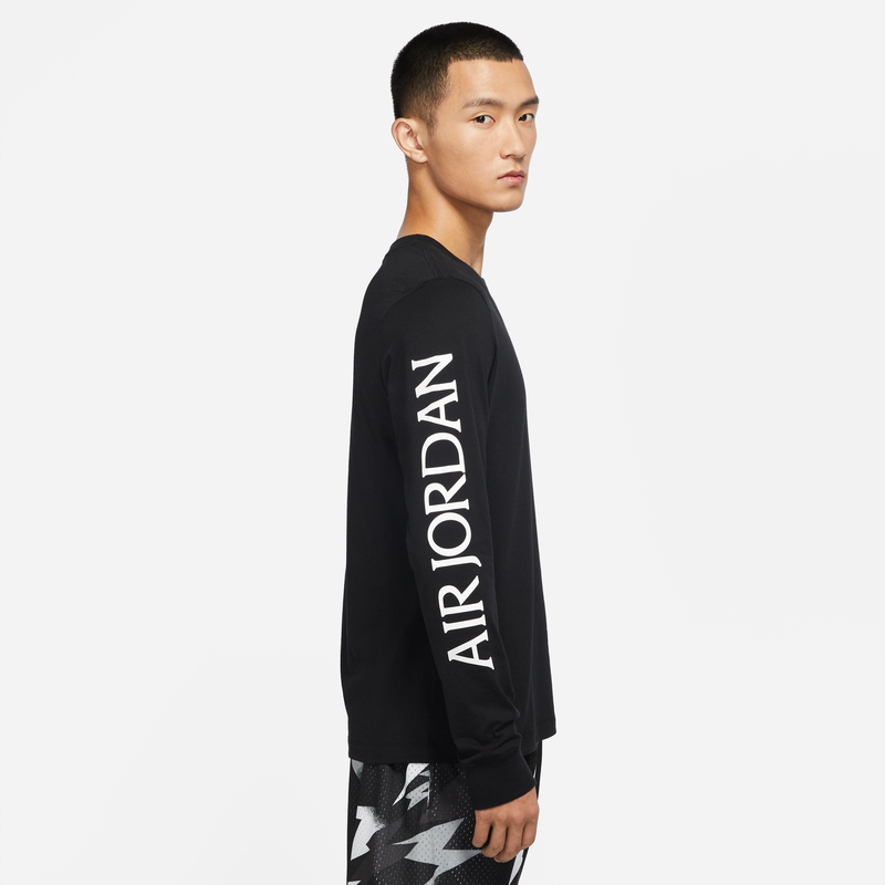 Men's Air Jordan Logo Printing Round Neck Long Sleeves Black T-Shirt DN1447-010