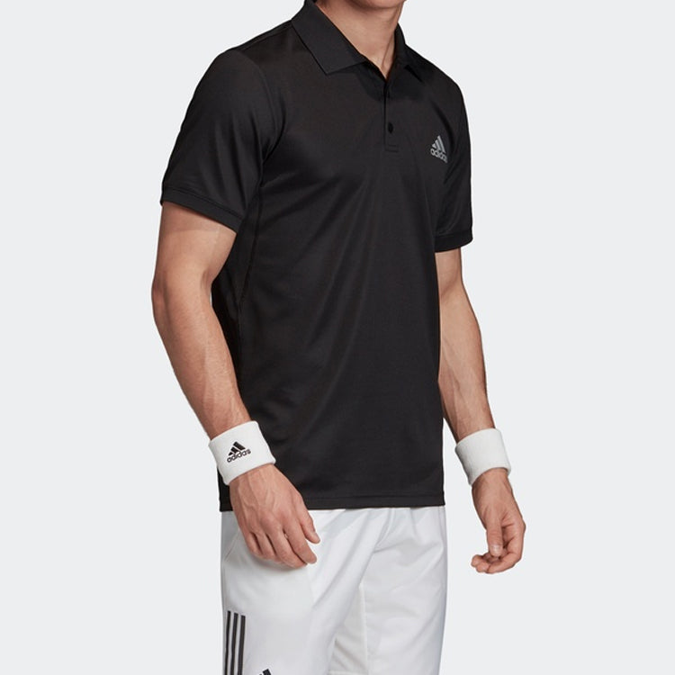 adidas Tennis Sports lapel Polo Shirt Black FK0743