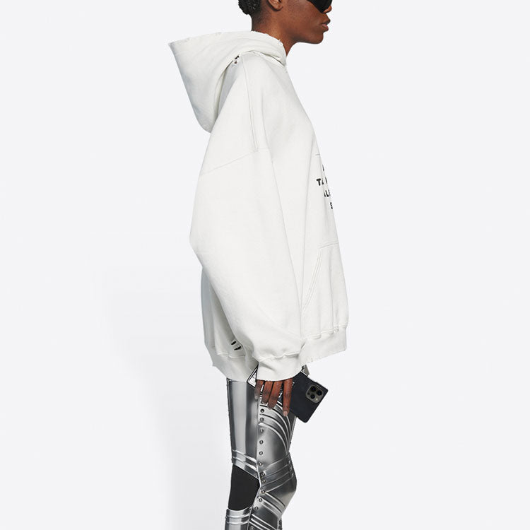 Men's Balenciaga FW21 Hi My Name Is Alphabet Pattern Long Sleeves White 651799TKVF29081