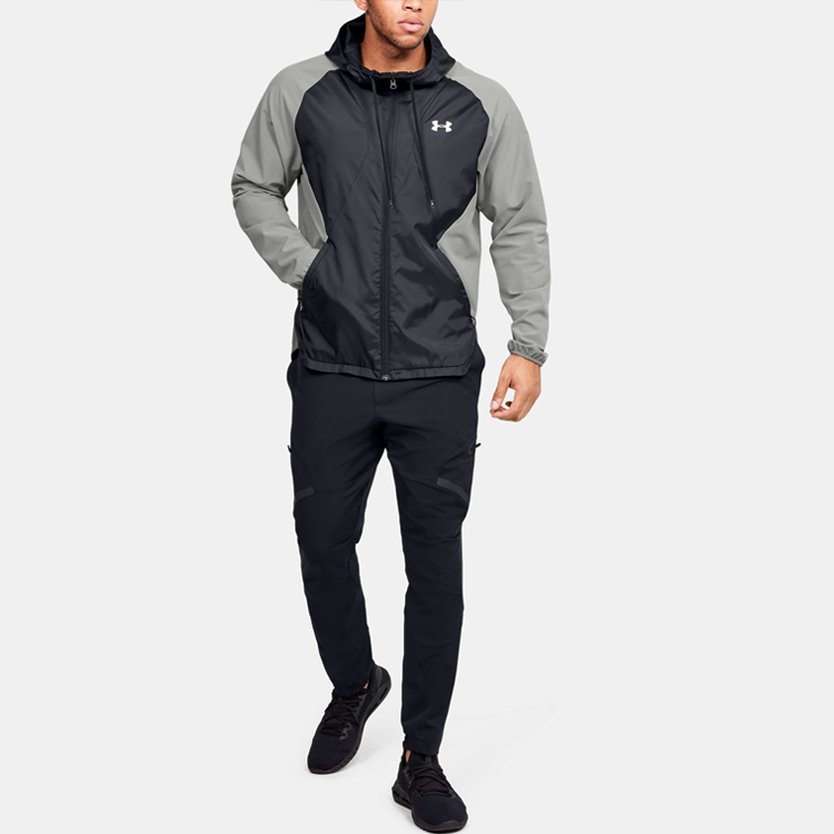 Under Armour Stretch Woven Running Jacket 'Black Grey' 1352021-388