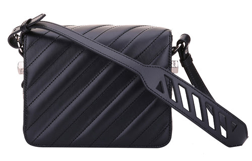 (WMNS) OFF WHITE Cowhide Black Shoulder Messenger Bag 0WNA011R189060011000