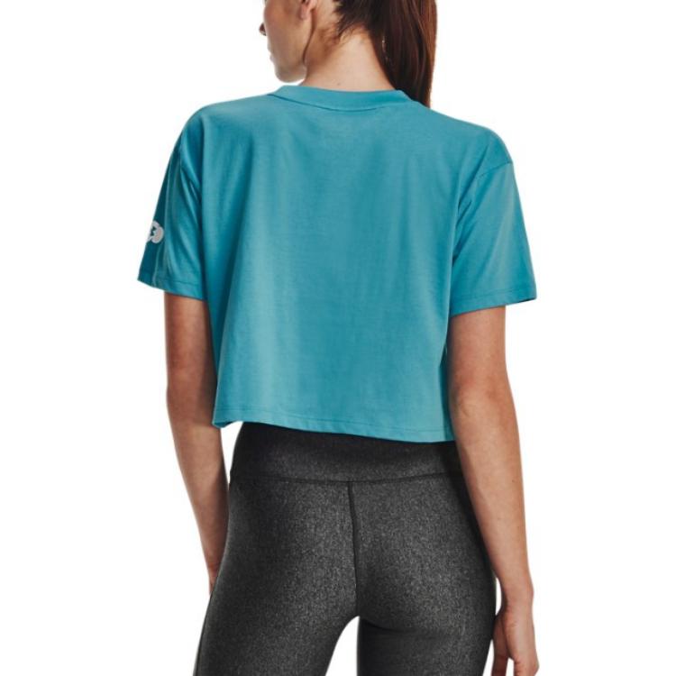 (WMNS) Under Armour Rest Day Crop T-shirt 'Teal' 1376747-433