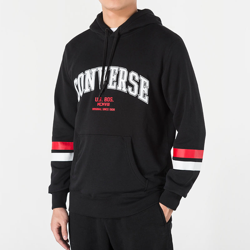 Converse Collegiate Text Pullover Hoodie Asia Sizing 'Black' 10017352-A01