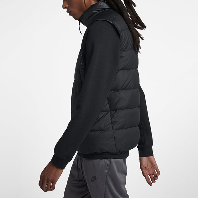 Nike Sportswear Windrunner Down Fill Sports Splicing Stand Collar Down Vest Black 928860-010