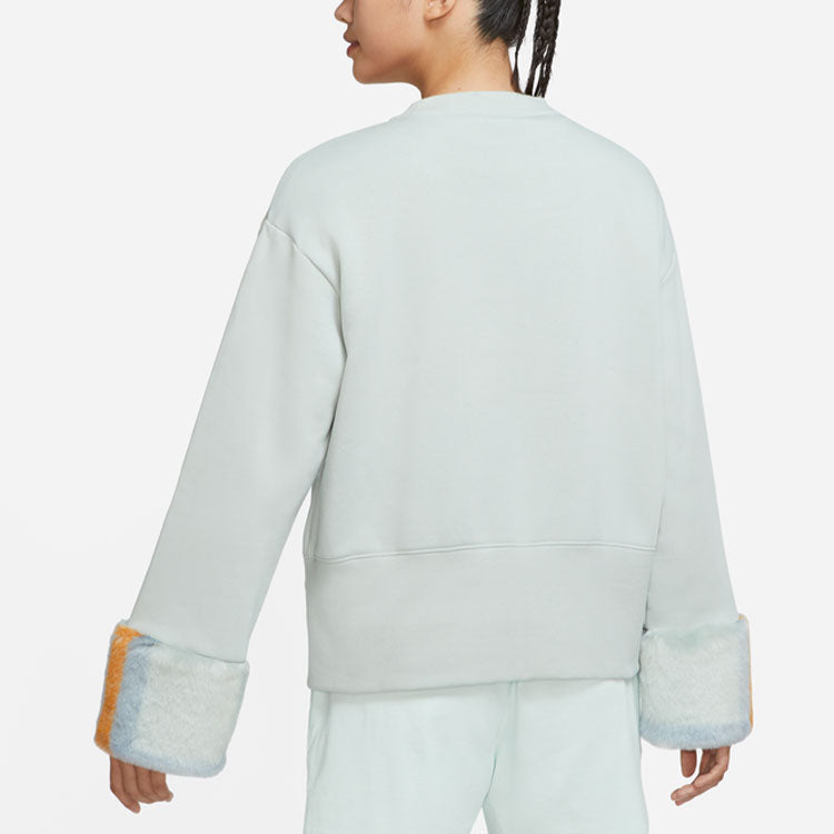 (WMNS) Nike Fleece Print Crew Sweatshirt 'Grey' DD4538-013