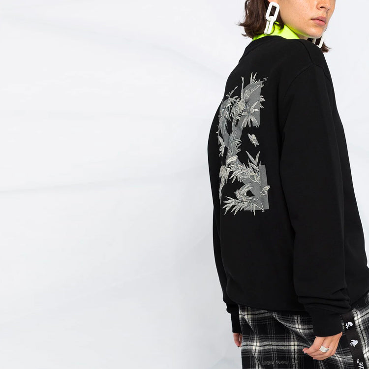 (WMNS) Off-White Printing Arrow Pattern Sports Hoodie Black OWBA055F20JER0061009