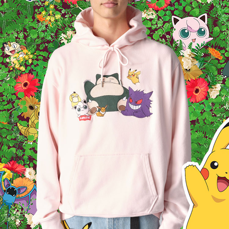 Men's Levis x Pokmon Crossover Cartoon Printing Pink 59216-0003