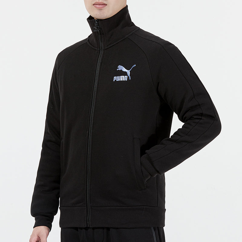 PUMA Iconic T7 Retro logo Sports Stand Collar Jacket Black 531377-95