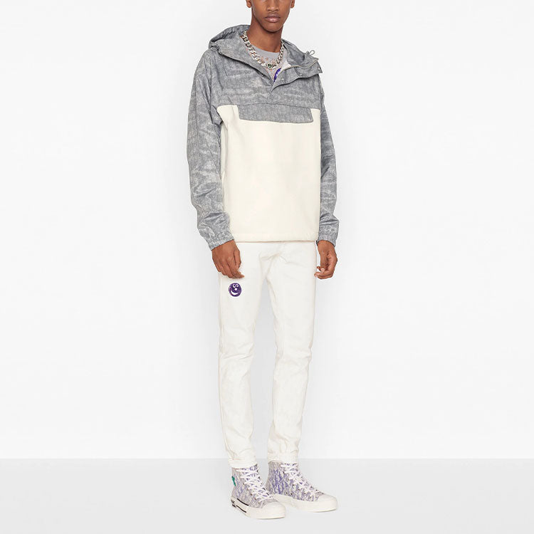 Men's DIOR FW21 Oblique Printing Hooded Jacket Gray 193J640A0631-C088