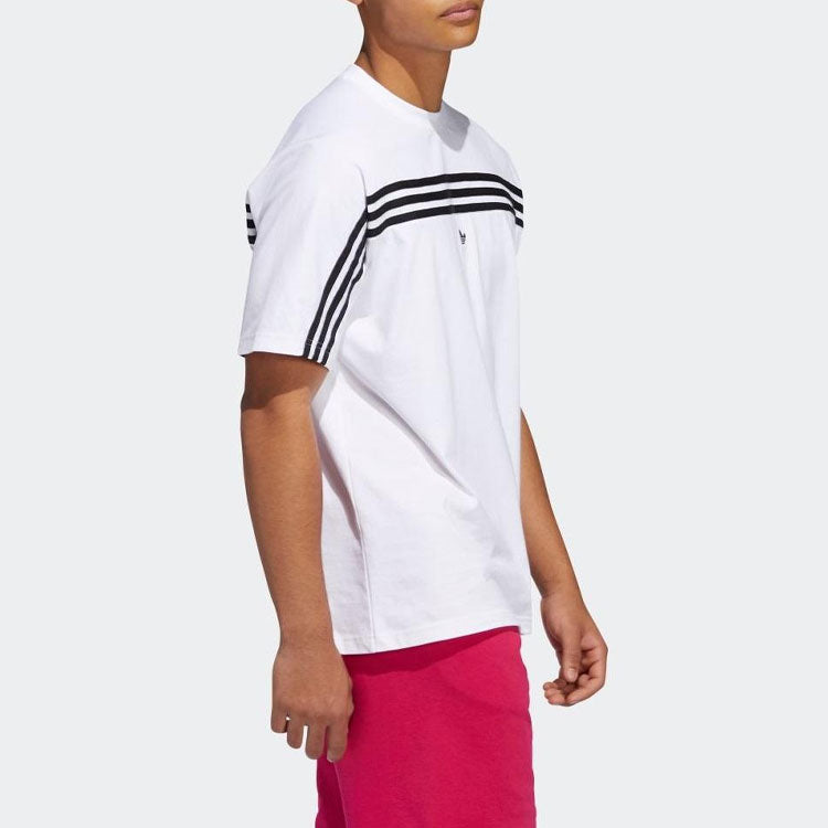 adidas originals 3-stripe Tee Stripe logo Embroidered Short Sleeve White FM1529