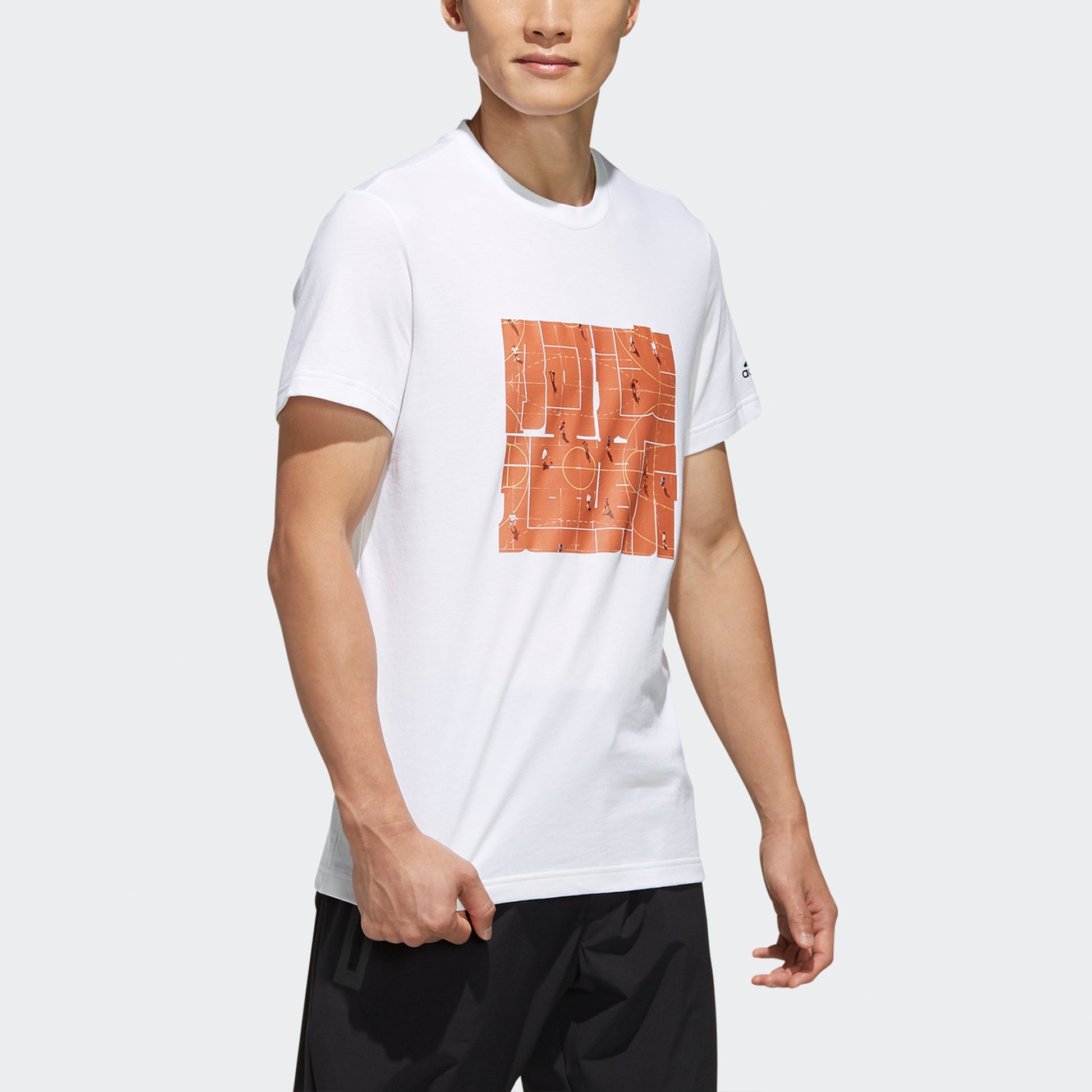 adidas Isc Court Tee Stadium Printing Sports Round Neck Short Sleeve White FP7564