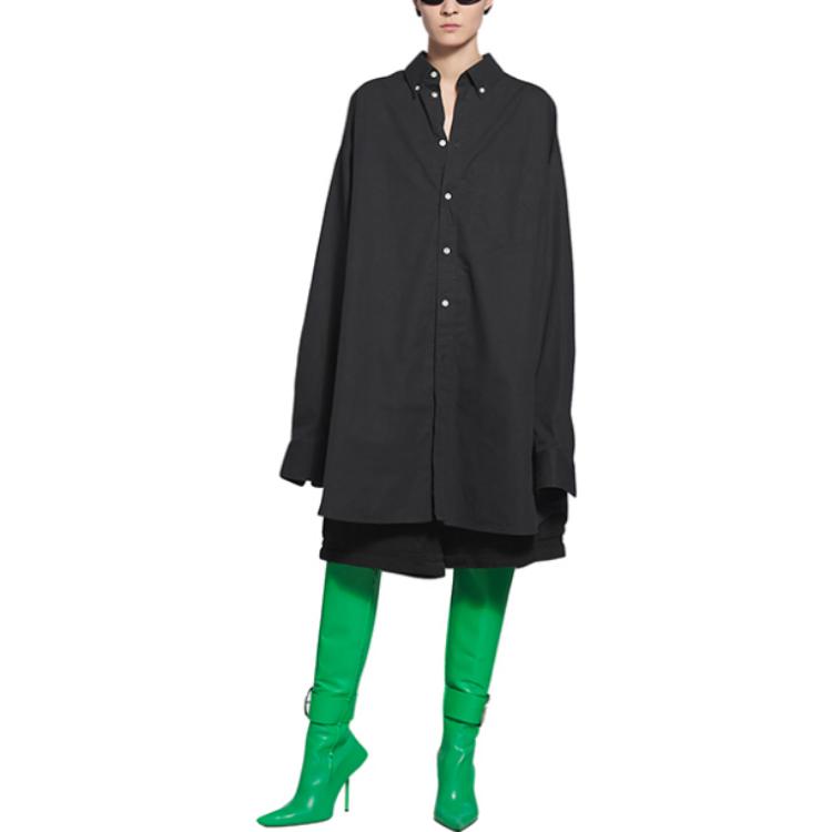 (WMNS) Balenciaga Oversize Shirt 'Black' 675499TKM021000