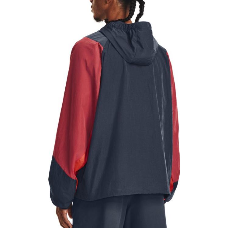 Under Armour Rush Woven 1/2 Zip Anorak Jacket 'Red Grey' 1377183-044