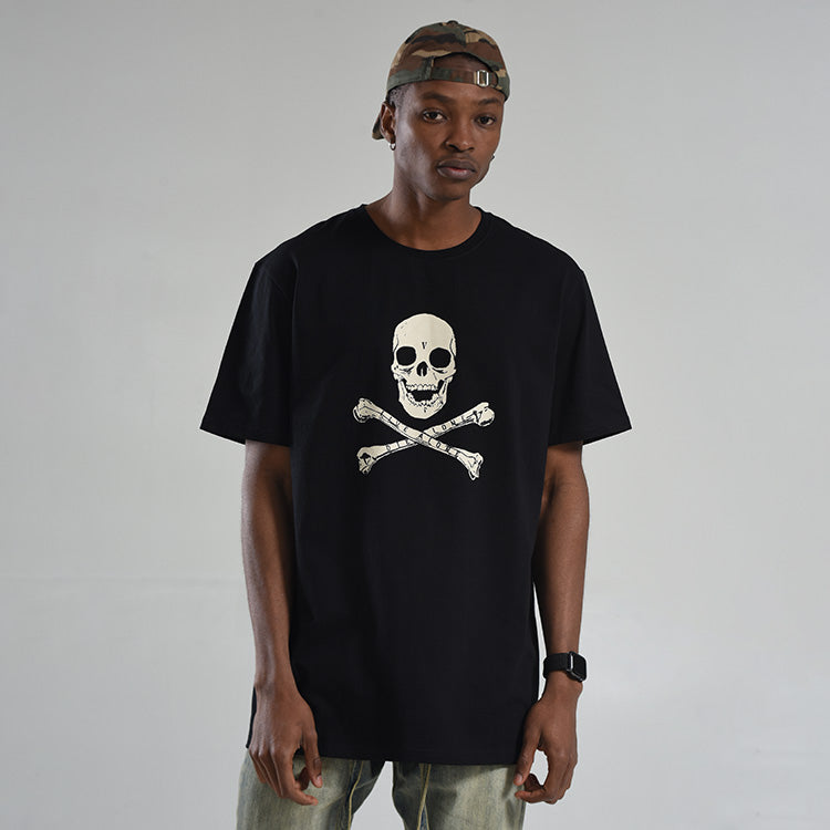 VLONE Back Skeleton Printing Round Neck Pullover Short Sleeve Couple Style Black VLTE18SS001