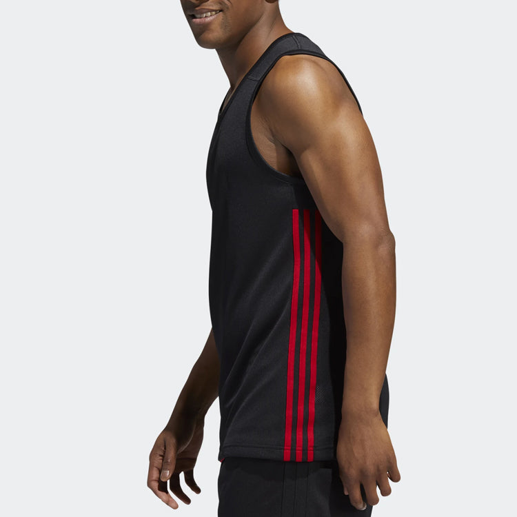 adidas Basketball Training Casual Breathable Knitted Vest Men Black/Red DY6588